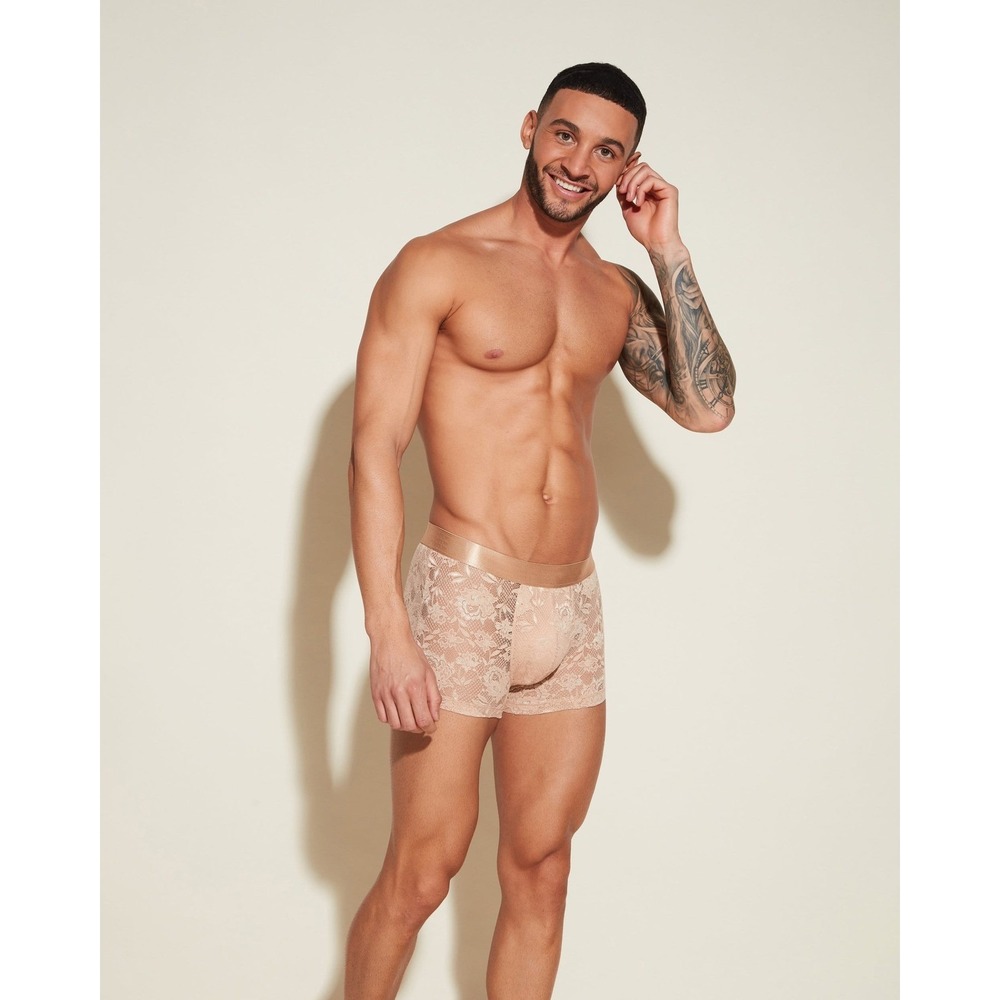 Cosabella Never Say‎ Never Lace Trunk Shorts Nude Beige Size XL